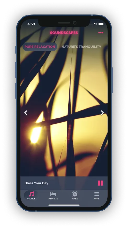 A smartphone showing the Beditations app