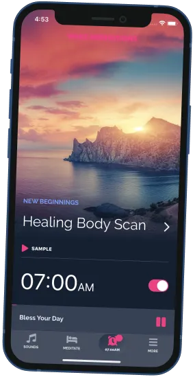A smartphone showing the Beditations app