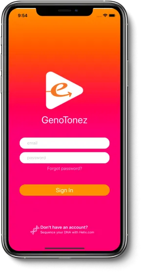 A smartphone showing GenoTonez app