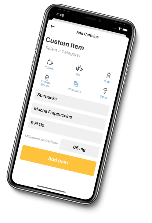 A smartphone showing Per Cup app