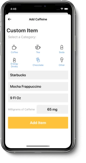 A smartphone showing Per Cup app