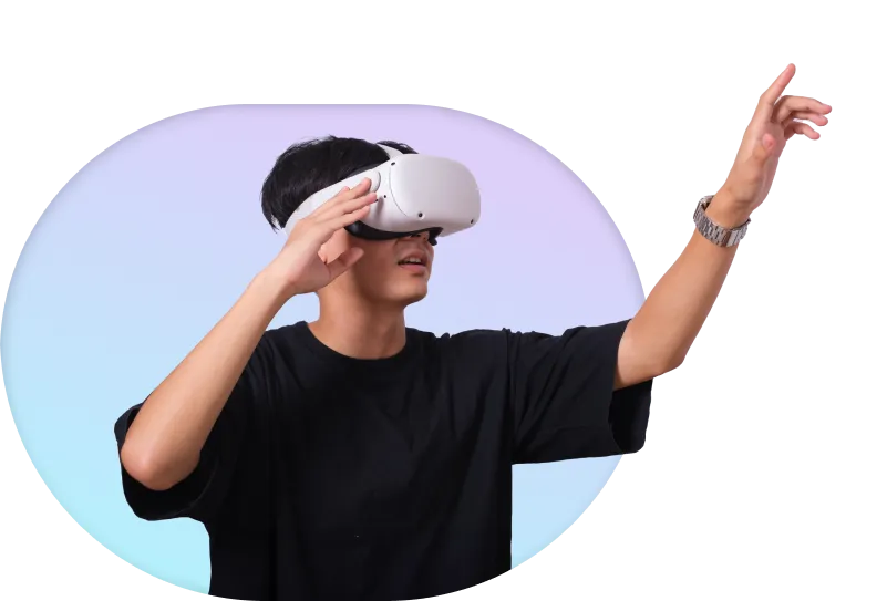 Person wearing VR headset in a therapy session