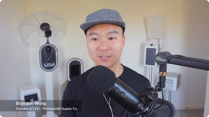 Video testimonial thumbnail — Brandon Wong, Founder & CEO of Photobooth Supply Co.