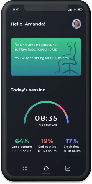 A smartphone with the posture app