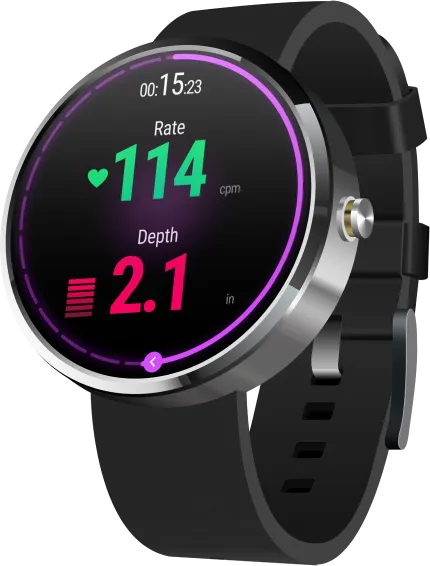A smartwatch showing Relay Response app