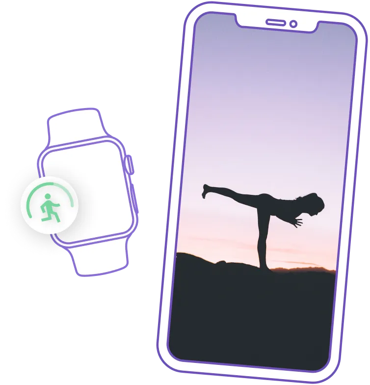 Wellness and fitness app on phone and smartwatch
