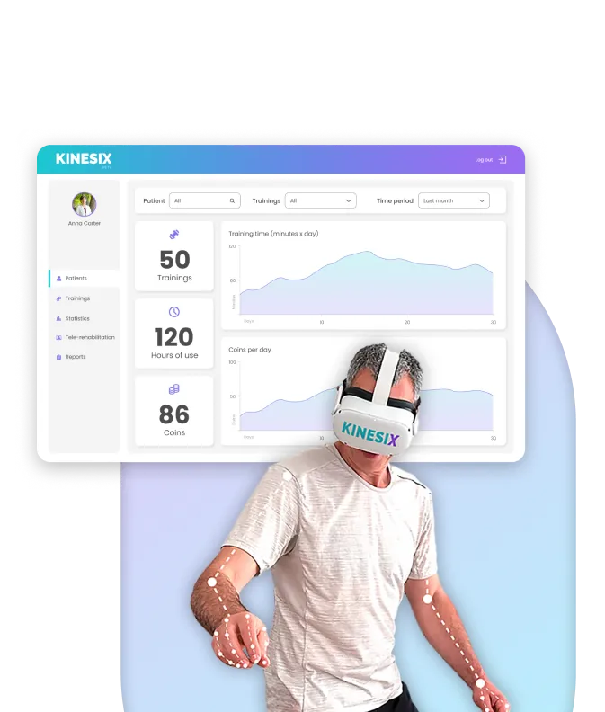Kinesix VR hand tracking therapy interface