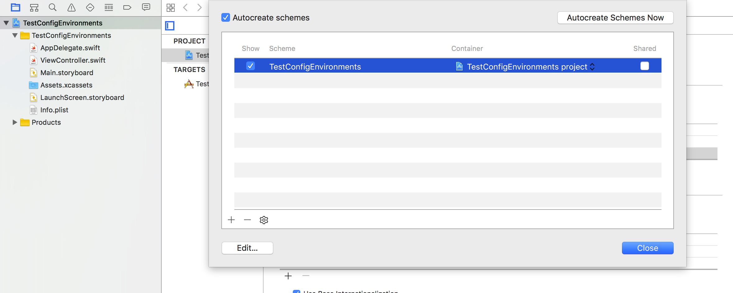 Default project scheme